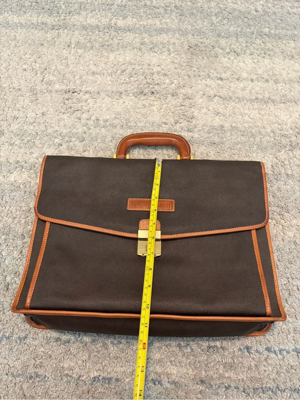 Stefano Dassi Brown Leather Trim Briefcase Laptop Attache Portfolio Bag
